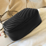 Black Fashion Casual Solid Chain Strap Crossbody Bag
