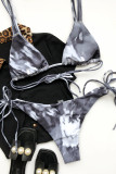 Red Fashion Sexy Print Backless Strap Design Swimwears