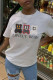 White Fashion Casual Print Basic O Neck Tops