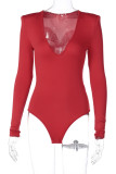 Pink Sexy Solid V Neck Regular Jumpsuits