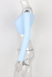 White Red Black Blue Pink Orange One word collar Long Sleeve Solid Tops