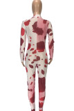 Red Sexy Casual Print O Neck Regular Jumpsuits