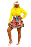 Multi-color Elastic Fly High Geometric Metal Dot Print Pleated skirt shorts