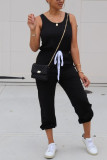 Black Green Sexy Solid Polyester Sleeveless O Neck Jumpsuits