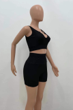 Rose Red Sexy Solid Patchwork V Neck Sleeveless Two Pieces