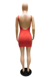 Yellow Fashion Sexy Solid Basic O Neck Vest Dress
