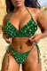 Green Sexy Print Patchwork Swimwears