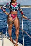 Multicolor Fashion Sexy Print Basic Swimwears