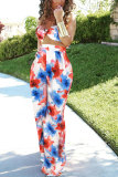 As Show Elastic Fly Mid Print Straight Pants Two-piece suit