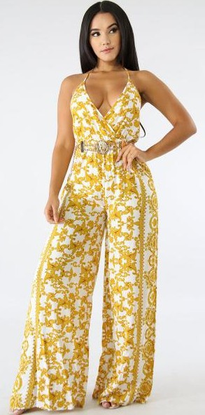 White Print sexy Jumpsuits & Rompers