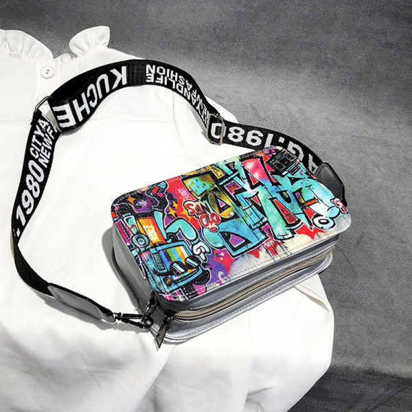 Silver Fashion Geometric Print Bag Accessories