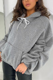 White Fashion Casual Solid Basic Hooded Collar Tops