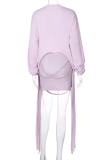 Purple Street Solid Ripped Half A Turtleneck Tops