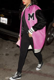 Pink Fashion Casual Patchwork Patchwork Outerwear