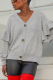 Grey Casual Solid Buttons V Neck Tops