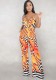 Yellow Polyester Hollow Out Print Casual Fashion Jumpsuits & Rompers
