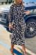 Black Sexy Print Mandarin Collar Pencil Skirt Dresses