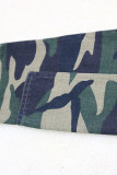 Camouflage Fashion Camouflage Print Tassel Split Joint Square Collar Plus Size