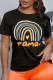 Black Fashion Casual Print Basic O Neck Tops