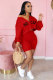 Red Fashion adult Street Letter Patchwork Print Two Piece Suits Straight Long Sleeve Two Pieces