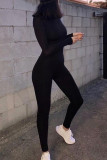 Grey Sexy Solid Patchwork O Neck Jumpsuits
