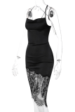White Sexy Solid Strap Design Spaghetti Strap Lace Dress Dresses