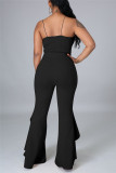 Red Sexy Casual Solid Backless Spaghetti Strap Sleeveless Two Pieces