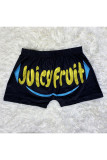 Black Polyester Elastic Fly Low Print Straight shorts Bottoms