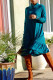 Sky Blue Street Solid Patchwork Turtleneck Dresses