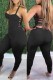 Black Sexy Casual Solid Backless Spaghetti Strap Sleeveless Two Pieces