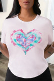 White Fashion Casual Print Basic O Neck T-Shirts