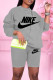 Grey Fashion Casual Letter Print Basic O Neck Long Sleeve Two Pieces