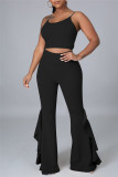 Red Sexy Casual Solid Backless Spaghetti Strap Sleeveless Two Pieces