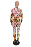 Colour Sexy Print V Neck Skinny Jumpsuits
