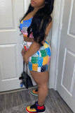 Colour Sexy Casual Print Backless Sleeveless Two Pieces