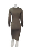 Red Sexy Solid Hollowed Out Split Joint V Neck Wrapped Skirt Dresses