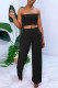Black Chlorine Fashion Casual adult Ma'am Solid Two Piece Suits Straight Sleeveless Two Pieces