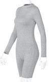 Grey Sportswear Solid O Neck Regular Rompers