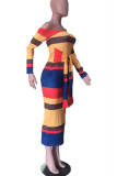 Multicolor Sexy Print Bateau Neck Pencil Skirt Dresses