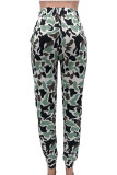 Camouflage Casual Print Camouflage Print Without Belt Regular Mid Waist Pencil Bottoms