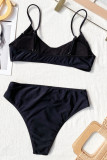 Black Fashion Sexy Solid Backless Swimwears