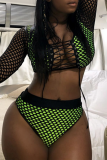 Black Sexy Patchwork Mesh Swimwears