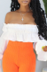 White One word collar Long Sleeve Solid Draped Tops