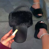 Colour Fashion Solid Color Out Door Plush Slippers