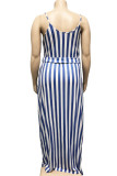 rose red Polyester Sexy O Neck Bandage Striped Print