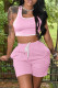Light Pink Casual Sportswear Solid Vests U Neck Sleeveless Two Pieces