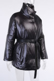 Apricot British Style Solid With Belt Mandarin Collar Outerwear