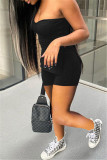 Red Sexy Casual Solid Backless Slit Strapless Sleeveless Two Pieces