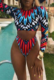 Multicolor Fashion Sexy Print Basic Swimwears