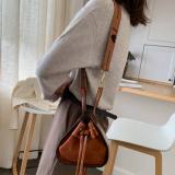 Brown Casual Vintage Solid Crossbody Bag